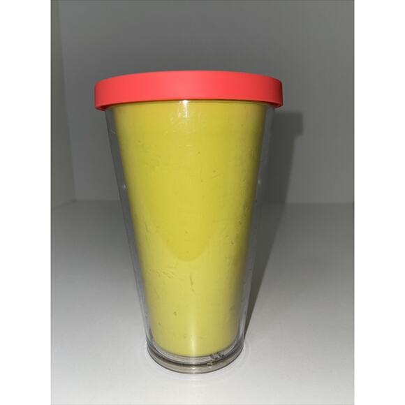 STARBUCKS Neon Yellow Coral Logo Summer Cold Cup Acrylic Tumbler 16 Oz No Straw - Picture 3 of 9